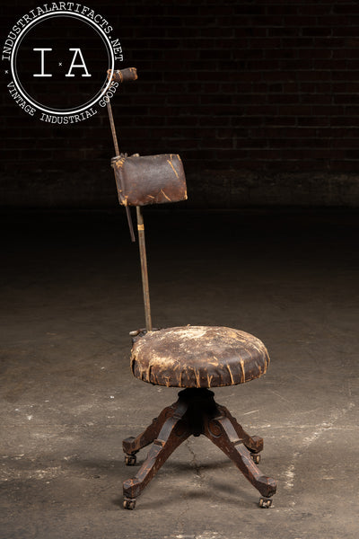 Antique Adjustable Rolling Dental Chair by O.C. White