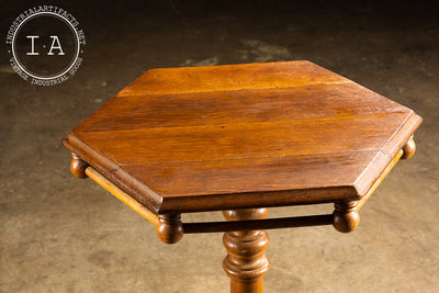 Small Six-Sided Wood and Cast Iron Victorian Side Table