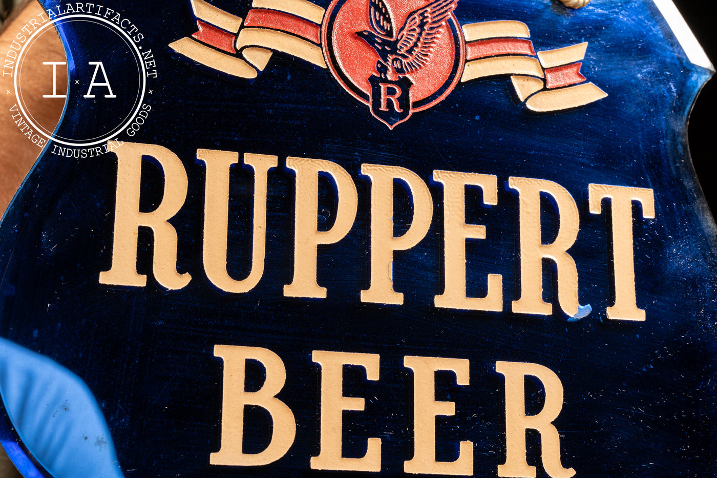 Vintage Etched Glass Ruppert Beer Advertising Sign