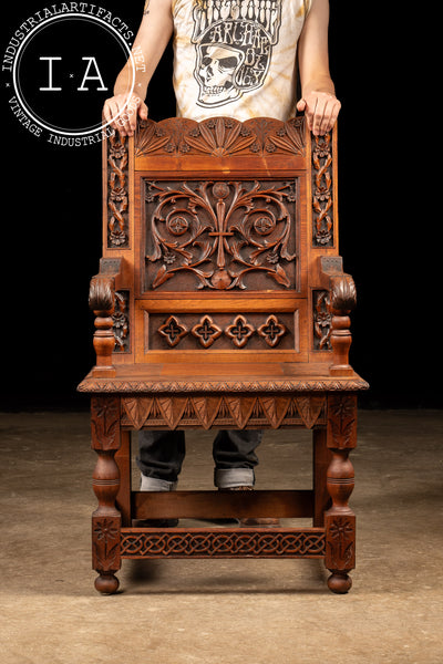 19th Century Carved Oak Fauteuil Wainscot Chair