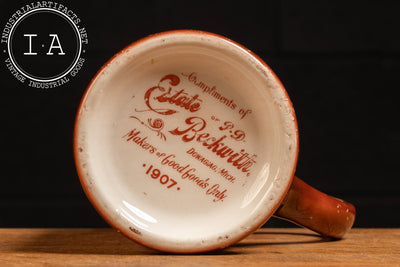 Early 20th Century Ceramic Round Oak Stoves Advertising Mug