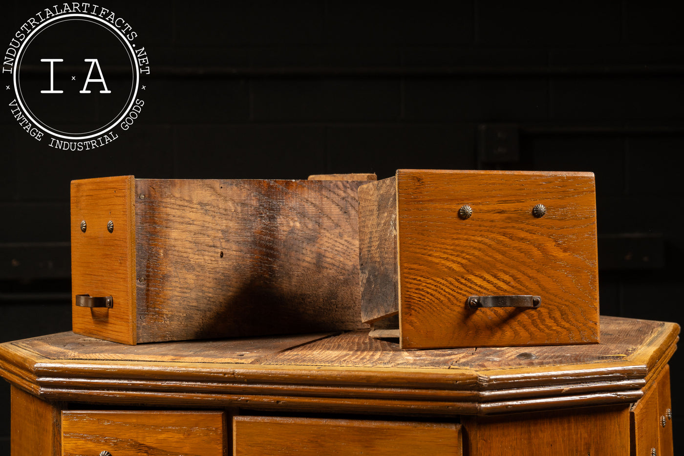 Early 20th Century Rotating Hardware Cabinet with Pull Drawers