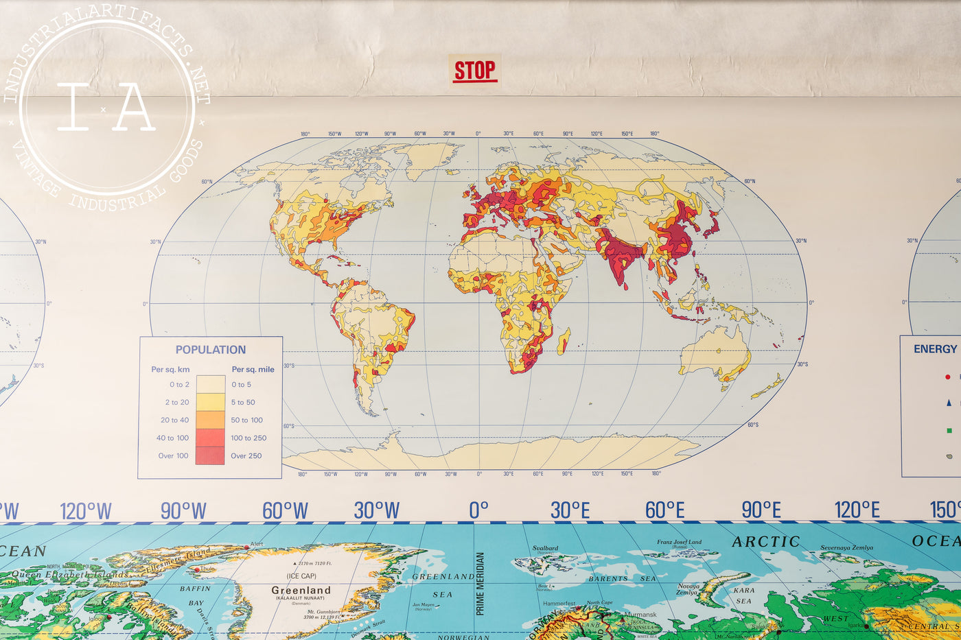 Vintage Nystrom Pull-Down Classroom Map