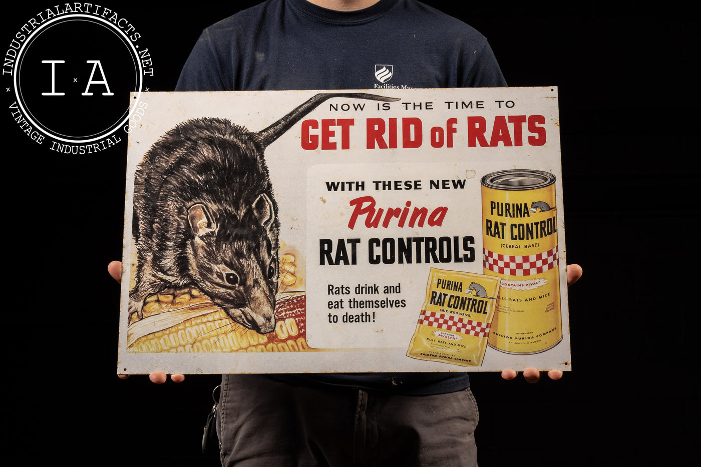 Vintage Purina Rat Controls Advertising Sign