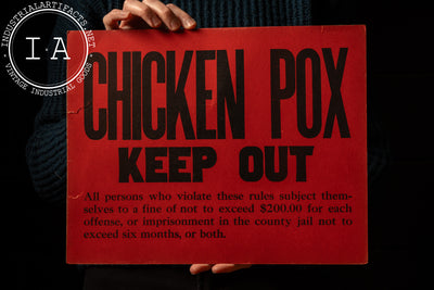 Vintage Cardstock Chicken Pox Quarantine Warning Sign