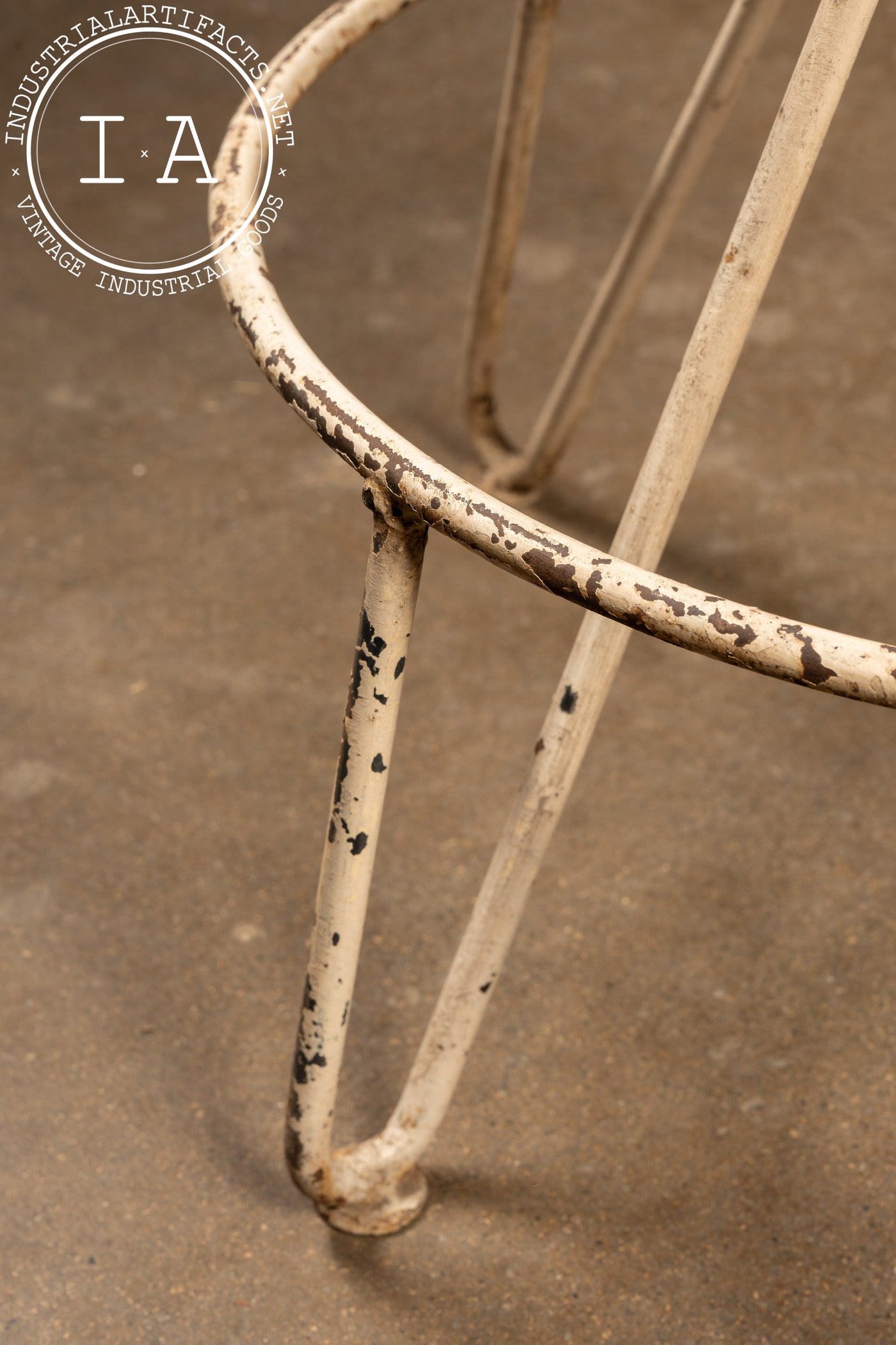 Mid-Century Iron and Oak Barstool with Upholstered Cushion