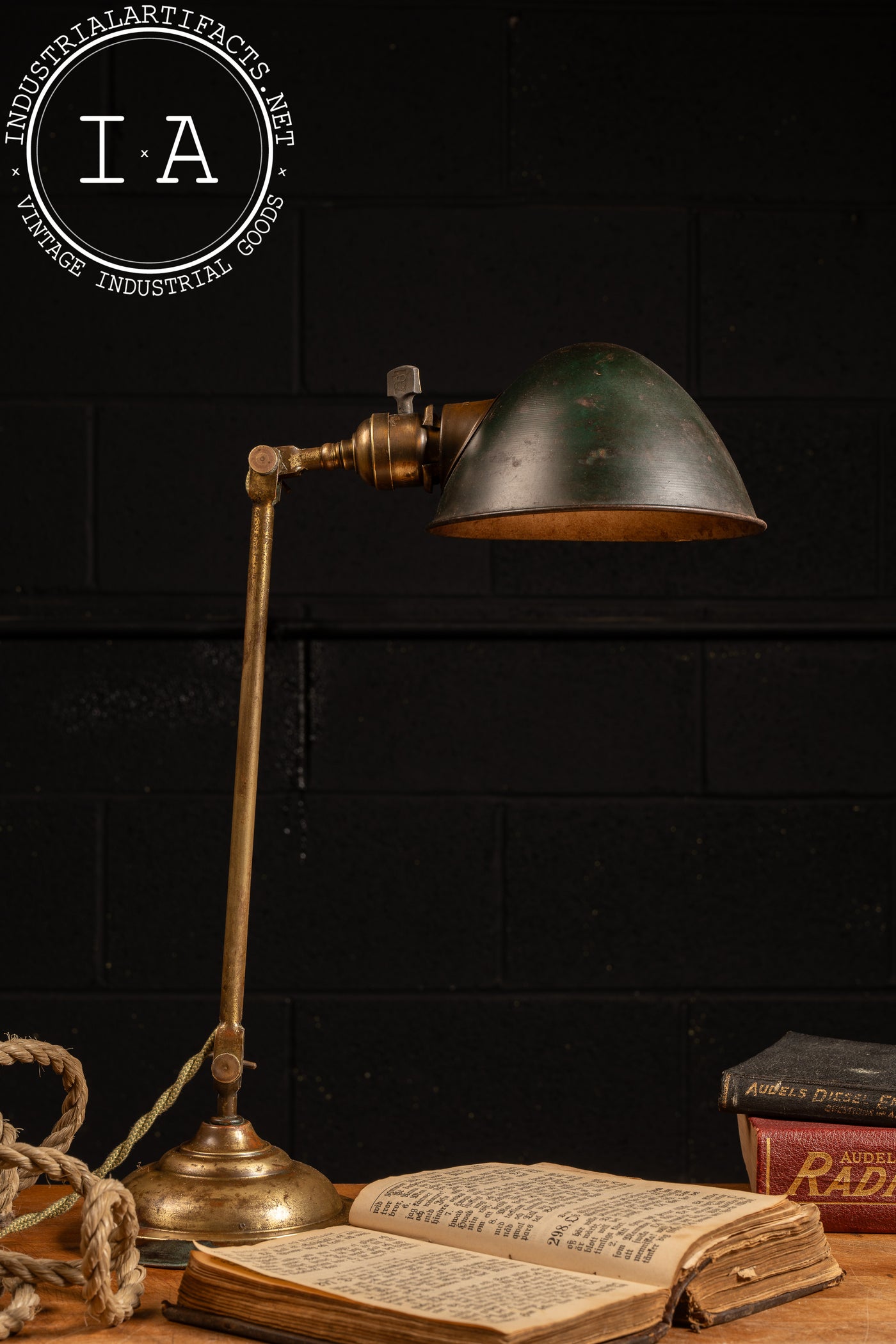 Vintage Industrial Faries Brass Desk Lamp