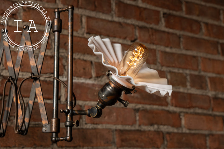 80's アノニマス ポストモダン ウォールライト ヴィンテージ Antique Japanned Copper Scissor Arm Wall Lamp by F. W. Hardy