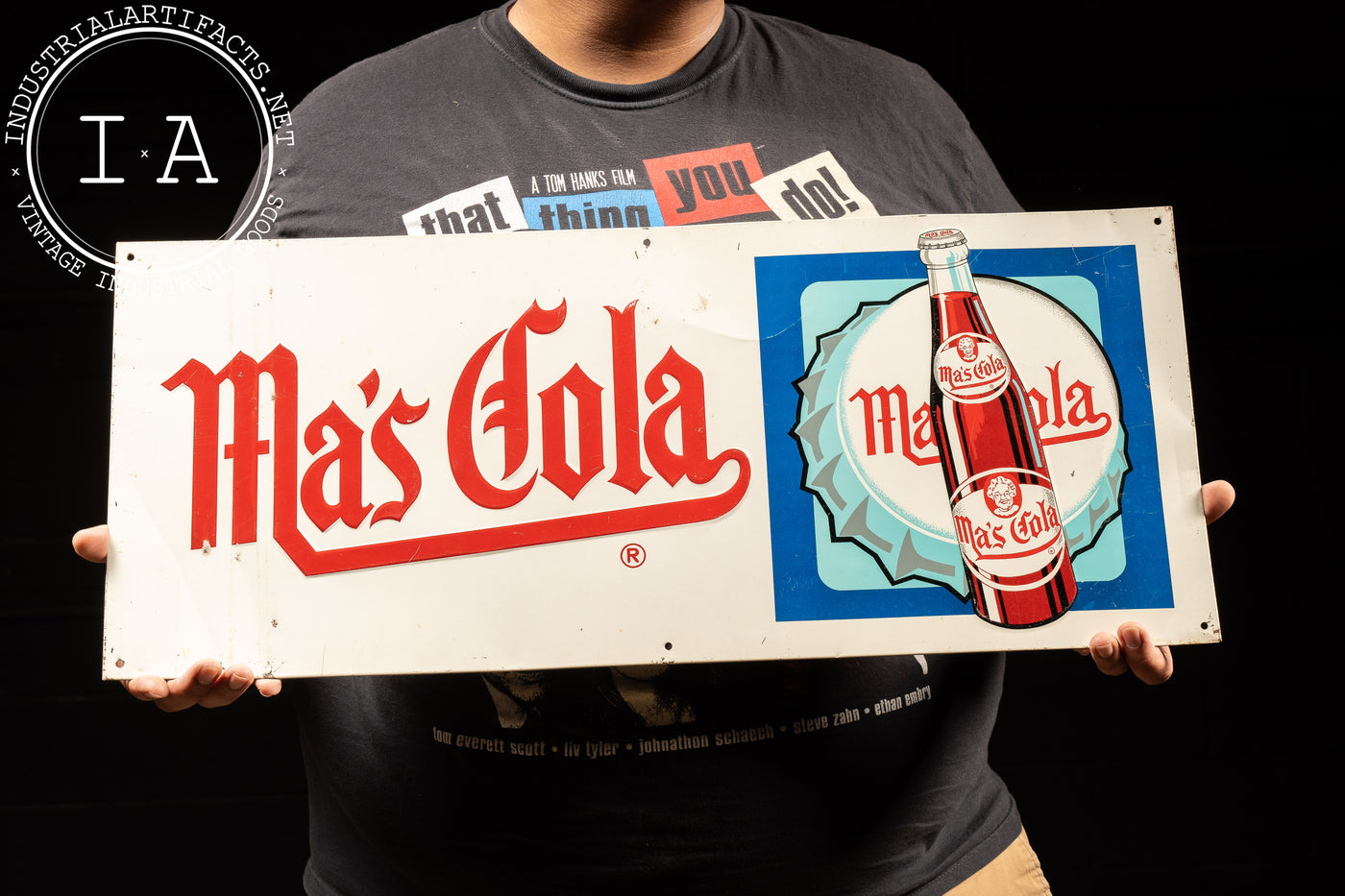 Vintage Ma's Cola Embossed Tin Litho Advertising Sign