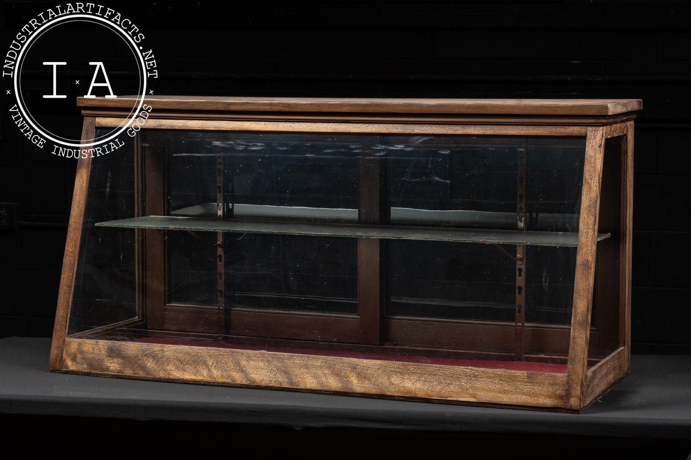 Antique Two-Tier Oak and Glass Display Case