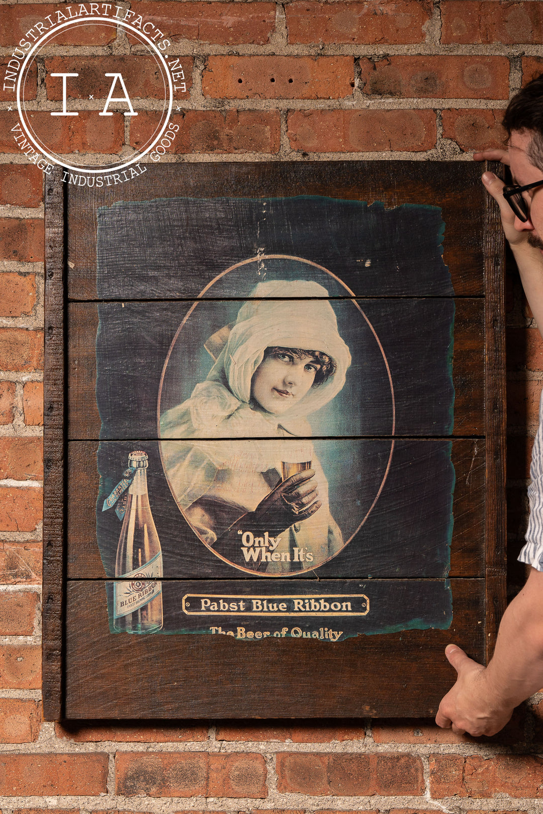 Vintage Pabst Blue Ribbon Advertising Panel – Industrial Artifacts