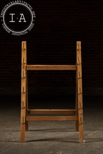Antique Wooden A-Frame Drying Rack with Pegs