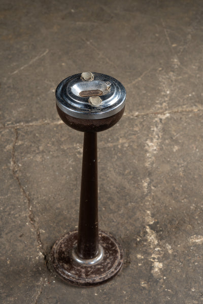 Mid-Century Industrial Chrome & Enamel Standing Ashtray