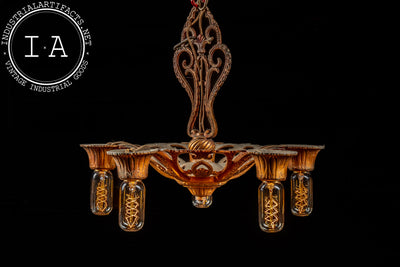 Vintage Art Nouveau-Inspired Cast Iron Ceiling Fixture by Virden