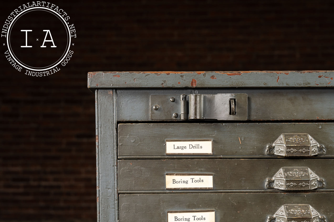 Early 20th Century Oak Typesetter's Cabinet in Gray