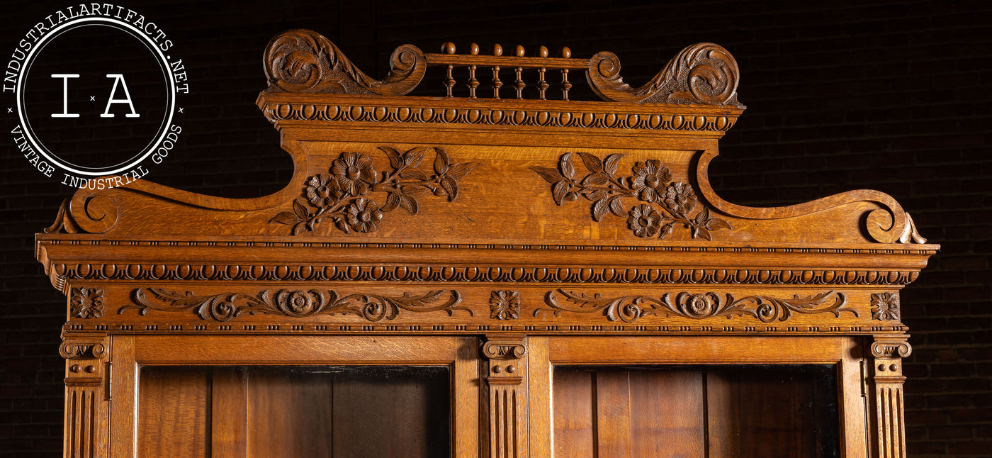 Antique Oak Jewelry Store Display Cabinet