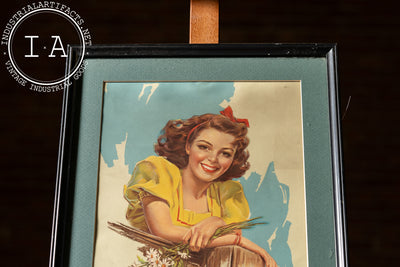 Framed 1942 7Up Litho Pin-Up Calendar