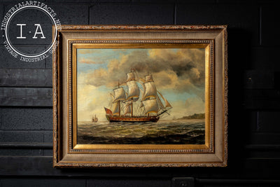 24-Gun Sloop Warship | Framed Original Sanders Nautical Oil Painting, Signed