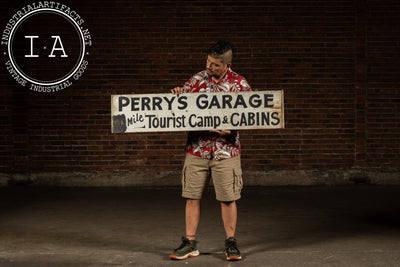 Vintage Perry's Garage & Tourist Camp Painted Wooden Road Sign