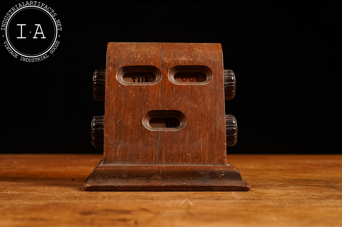 c. 1930s Carved Walnut Perpetual Calendar