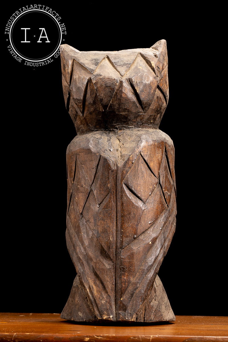 Vintage Folk Art Wooden Owl