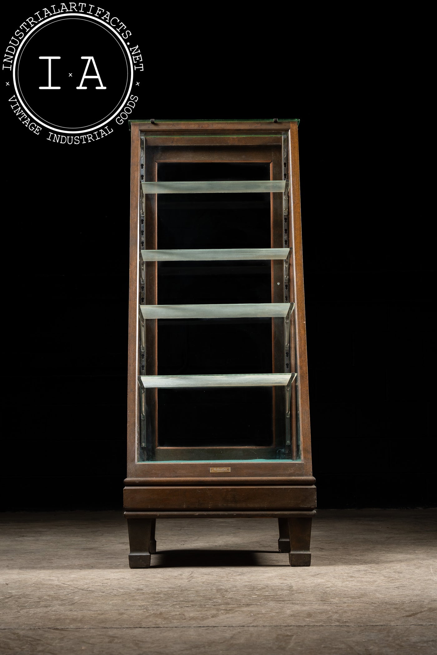 Early 20th Century Slanted Oak Showcase by Columbus