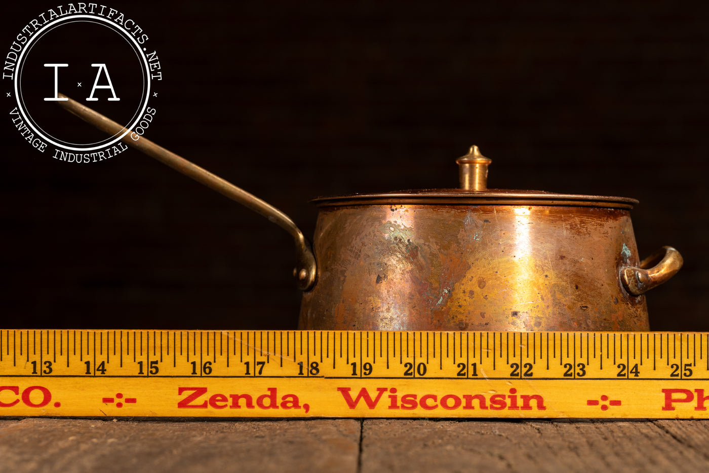 Antique French Copper Saucepan with Lid
