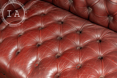 Vintage Tufted Leather Chesterfield Sofa in Burgundy
