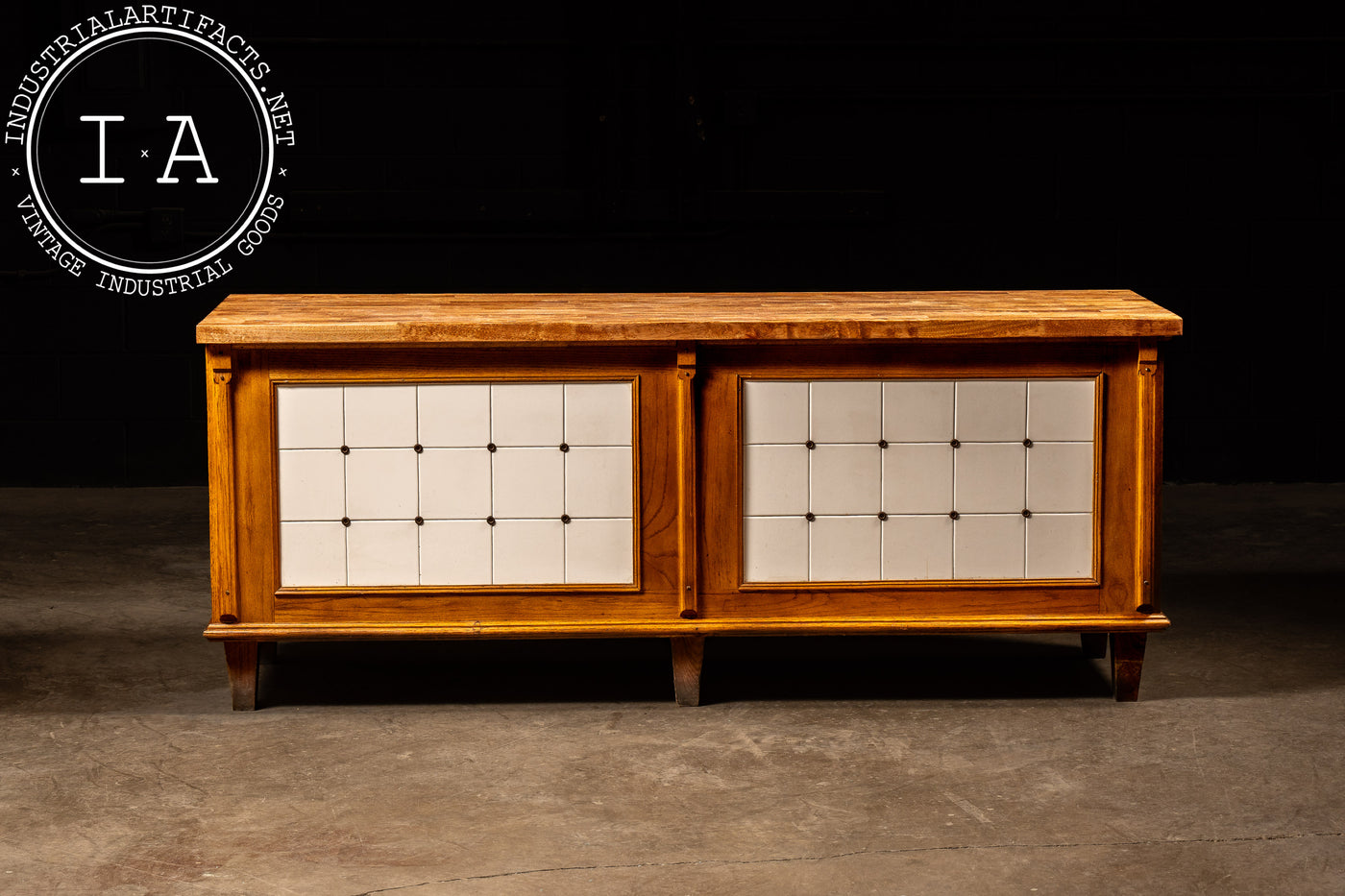 Early 20th Century Bromann Bros. Butcher Shop Counter with Milk Glass Tiles