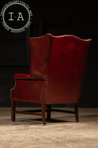 Vintage Tufted Leather Chesterfield Armchair in Red