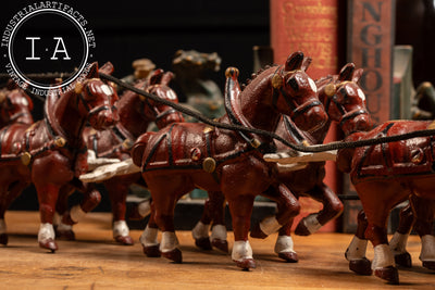 Early 20th Century Cast Iron Horse-Drawn Beer Wagon