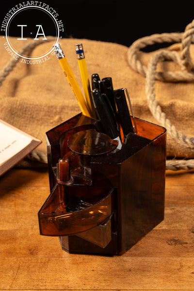 Midcentury Desk Organizer In Tobacco Color