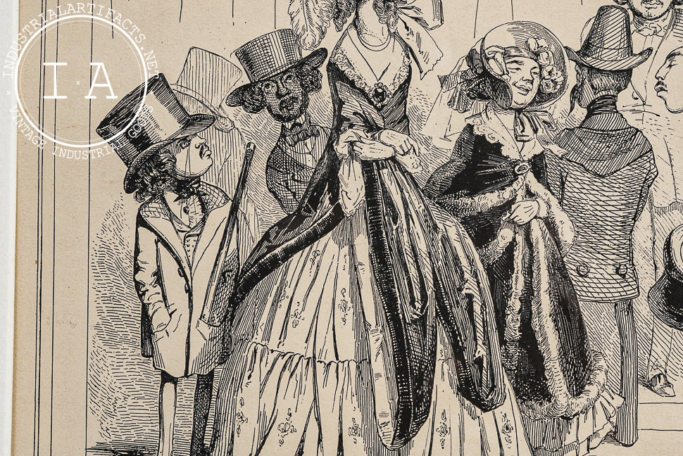 Framed 19th Century Satirical Lithograph by J. Traviès