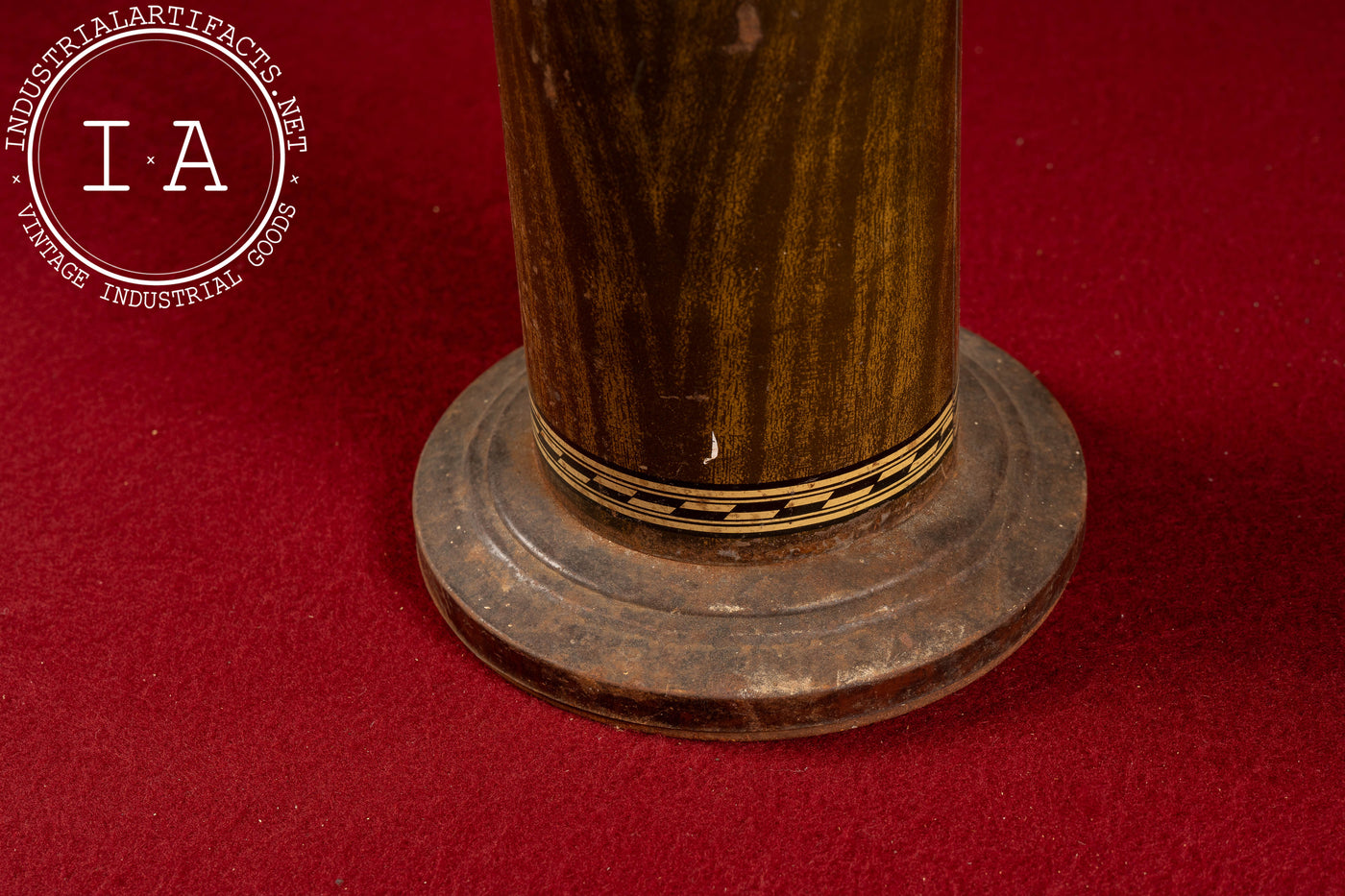 Vintage Art Deco Metal Woodgrain Smokestand Ashtray