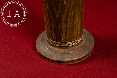 Vintage Art Deco Metal Woodgrain Smokestand Ashtray