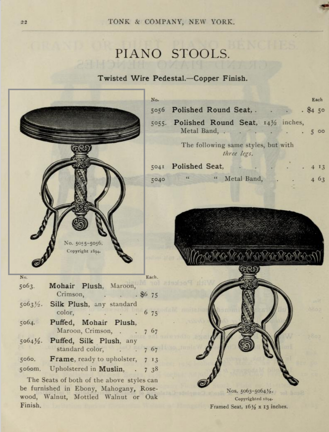 Late 19th Century Japanned Copper Piano Stool – Industrial Artifacts