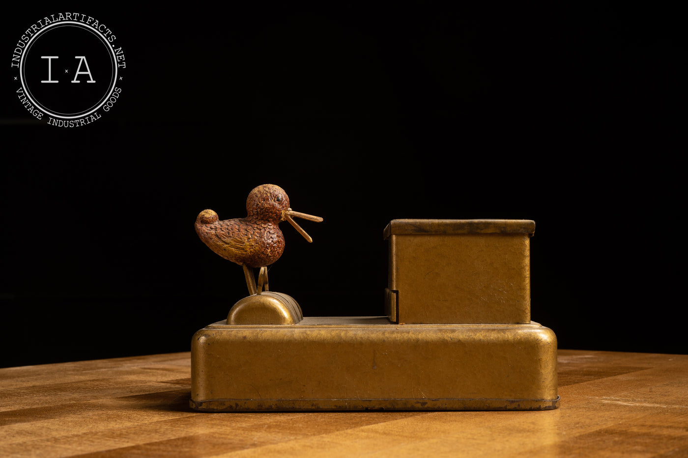 Vintage Brass and Wood Cigarette Dispenser