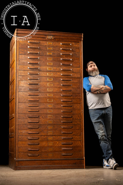 Large Antique Tiger Oak Flat File