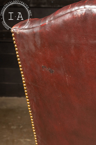 Vintage Tufted Wingback Armchair In Oxblood