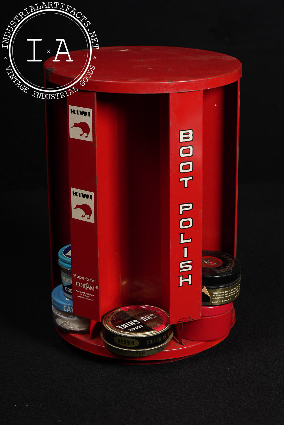 Vintage Revolving Boot Polish Display by Kiwi
