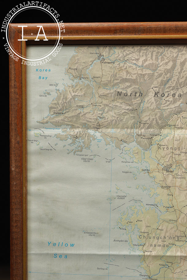 Framed Vintage US Military Map of South Korea