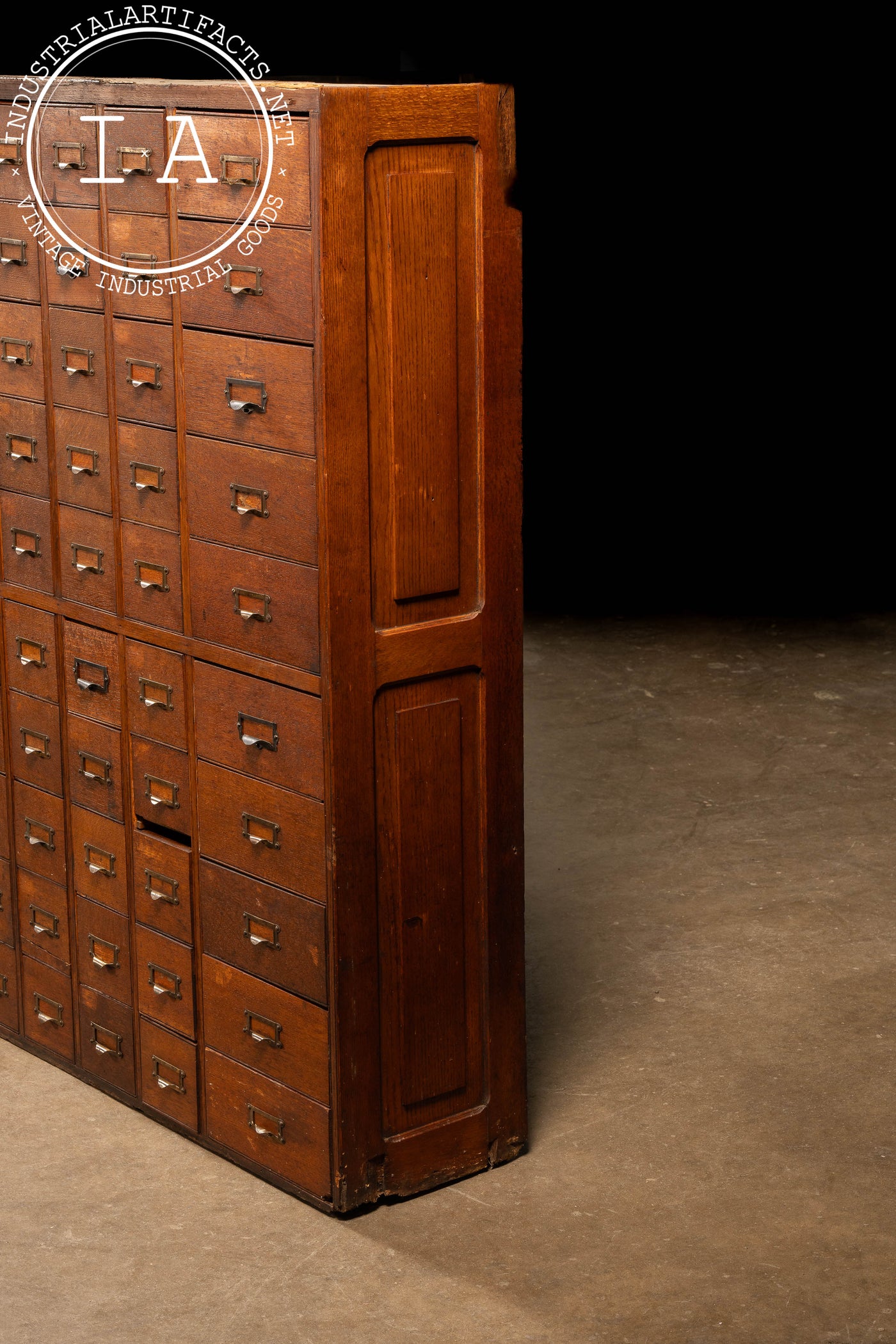 Massive 168-Drawer Oak Parts Cabinet