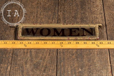 Vintage "Women" Mounted Etched Glass Pullman Car Restroom Sign