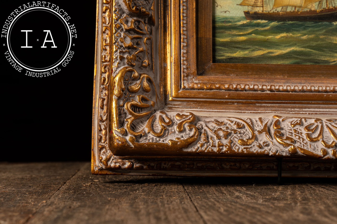 Ship At Sea - Going Right | Framed Oil Painting, Signed