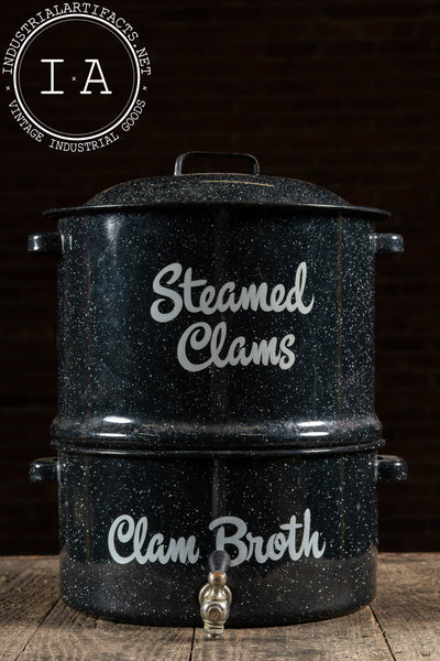 Mid-Century Enamelware Steamed Clams & Broth Pot