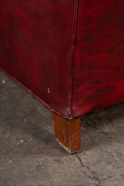 Vintage Tufted Leather Chesterfield Sofa in Oxblood