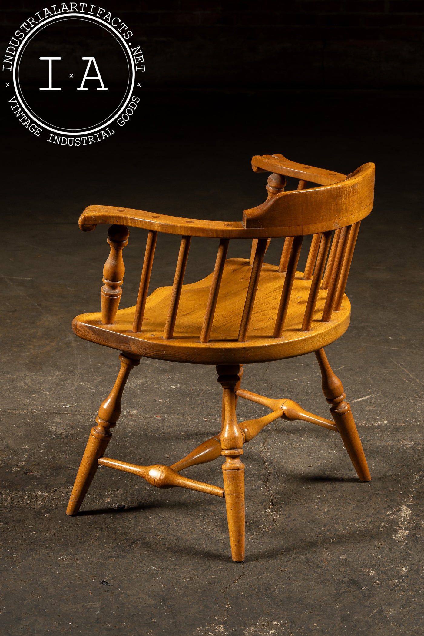 Vintage Maple Barrel Back Armchair