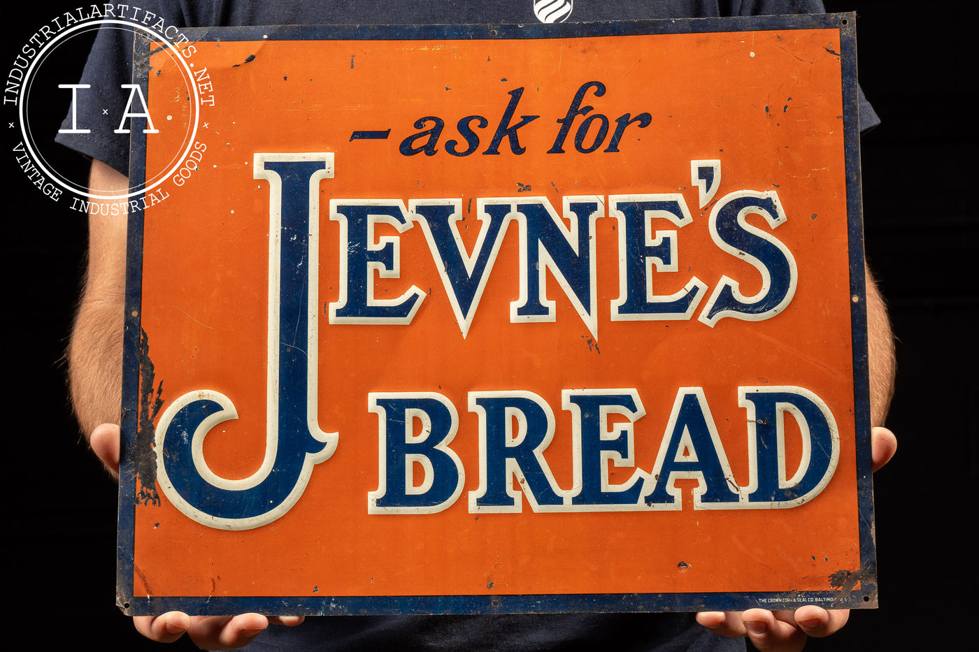 Early 20th Century Jevne's Bread Embossed Tin Sign