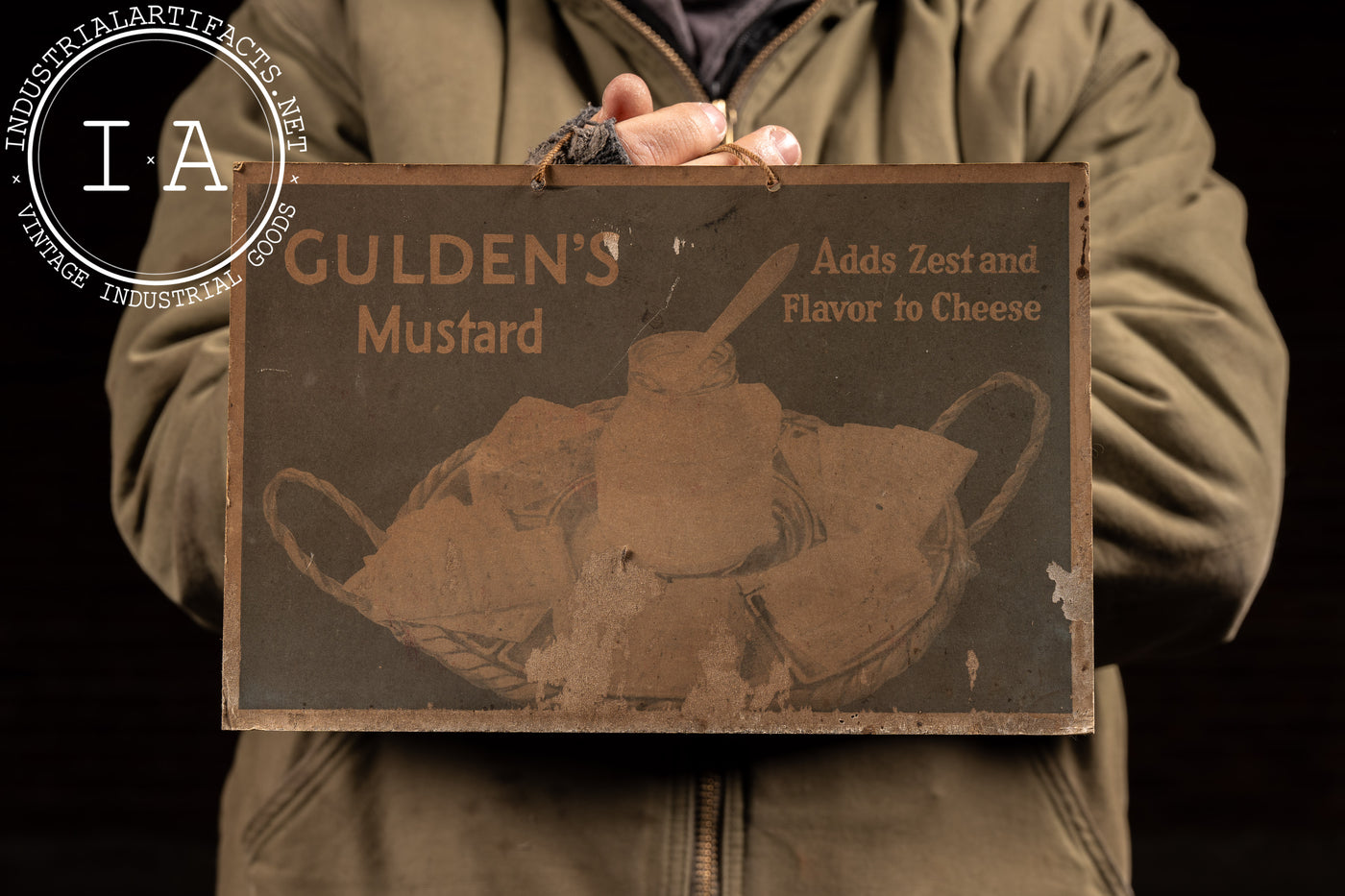 Antique Gulden’s Mustard Cardstock Advertising Sign – Industrial Artifacts
