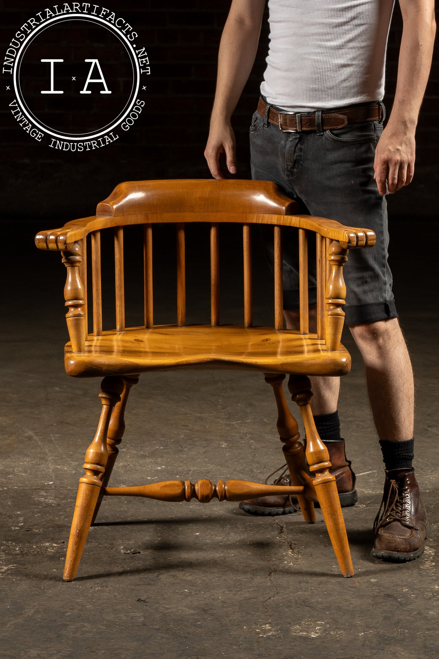 Vintage Maple Barrel Back Armchair
